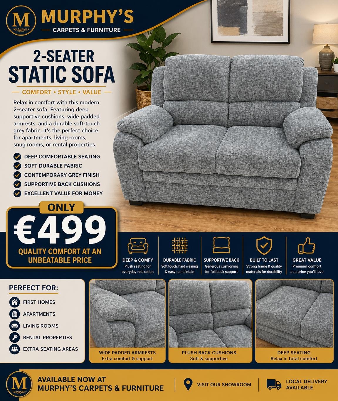 2-Seater Static Sofa