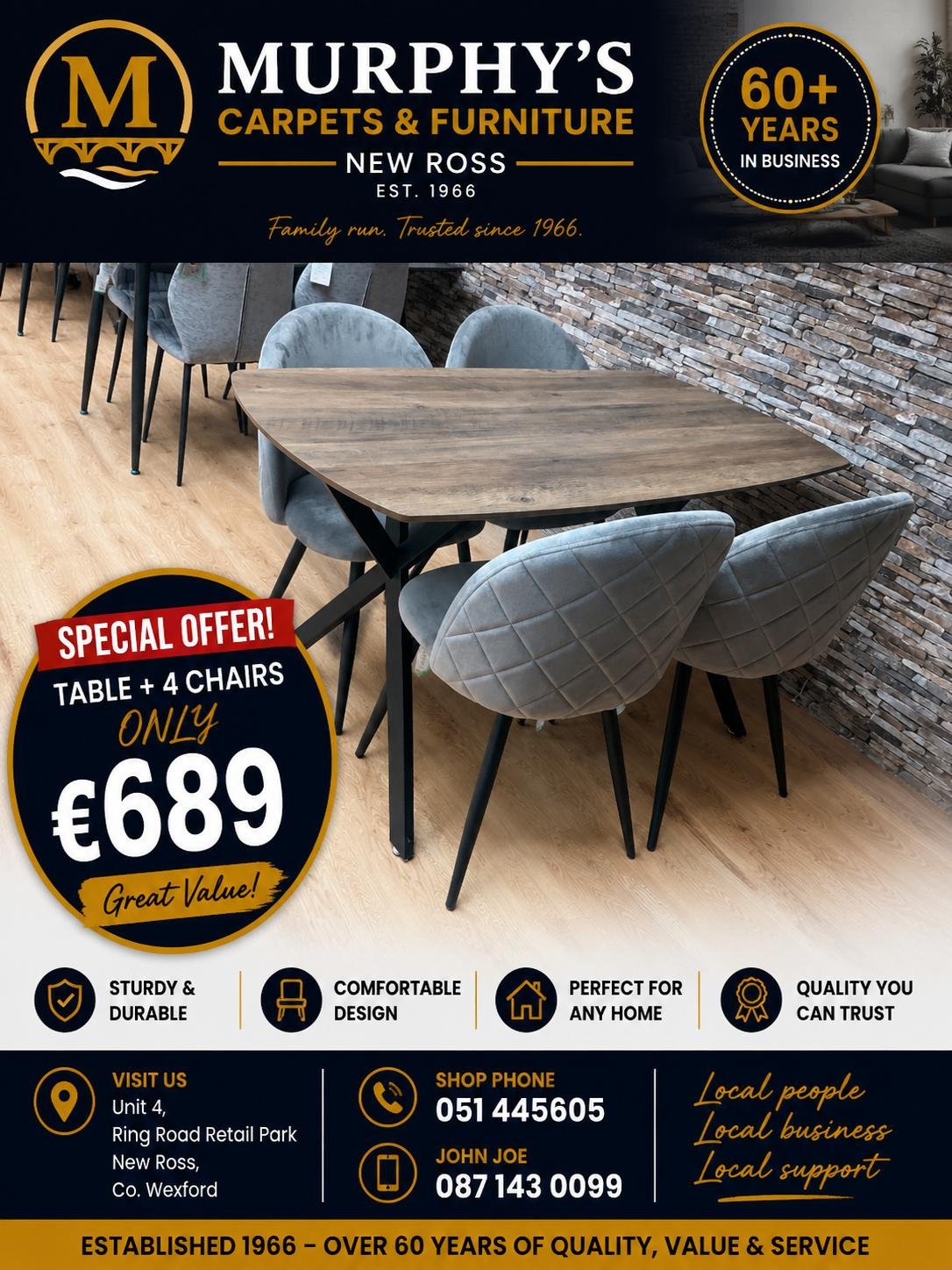 Solid Oak Extendable Table + 6 Chairs